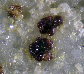 Pharmacosiderite, Carminite, Malachite - Cap Garonne mine, Le Pradet, Provence-Alpes-Cte d'Azur, France
