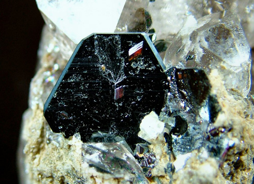 Hematite with Rutile on Quartz var. Smoky Quartz - Cavradi gorge, Curnera Valley, Tujetsch (Tavetsch), Vorderrhein Valley, Grischun (Grisons; Graubünden), Switzerland