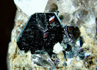 Hematite with Rutile on Quartz var. Smoky Quartz - Cavradi gorge, Curnera Valley, Tujetsch (Tavetsch), Vorderrhein Valley, Grischun (Grisons; Graubnden), Switzerland