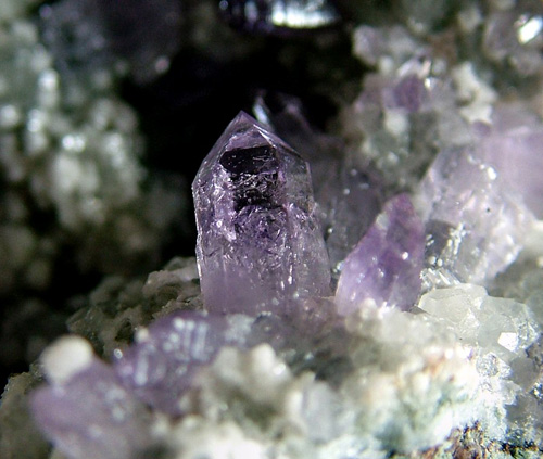 Amethyst Quartz with Calcite and Dolomite - Capurru Quarry, Osilo, Sassari Province, Sardinia, Italy
