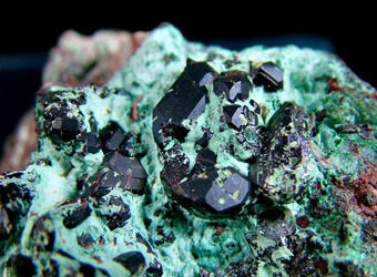 Cuprite on Chrysocolla - Mashamba West Mine, Kolwezi mining district, Lualaba, DR Congo