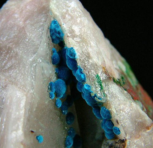 Shattuckite in Quartz - Kandesei (Otjozongombe; Old German mine), Kaokoveld Plateau, Kunene Region, Namibia