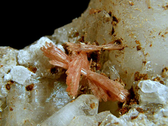 Inesite and Hubeite on Quartz - Fengjiashan Mine (Daye copper mine), Daye Co., Huangshi, Hubei, China