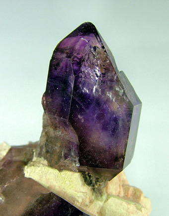 Quartz var. Amethyst on Orthoclase - Goboboseb Mountains, Brandberg Area, Dures Constituency, Erongo Region, Namibia