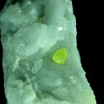 Sulphur and Quartz on Marble - La Facciata Quarry, Torano quarrying basin, Carrara, Massa-Carrara Province, Tuscany, Italy