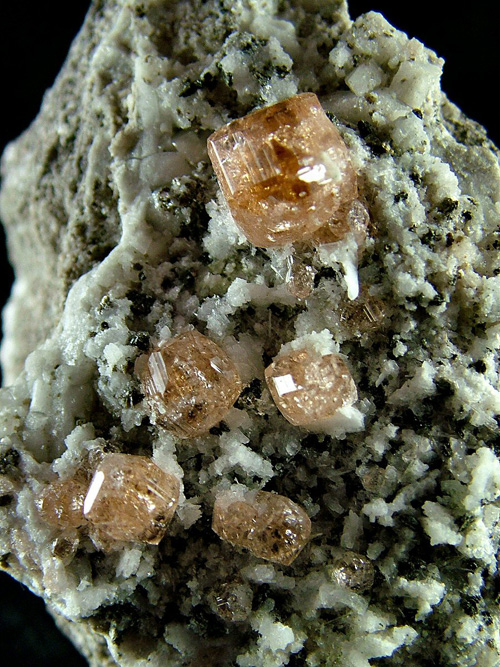 Grossular on Pectolite - Jeffrey Mine, Val-des-Sources, Les Sources RCM, Estrie, Québec, Canada
