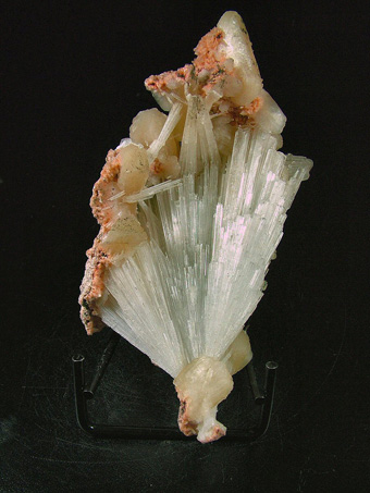 Scolecite on Stilbite with Heulandite and Calcite - Pune District, Pune Division, Maharashtra, India