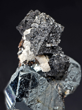 Hausmannite on Hematite - N'Chwaning II Mine, Kuruman, Kalahari manganese fields, Northern Cape Province, South Africa