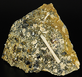 Hydroxylapatite (var. Carbonate-rich Hydroxylapatite) and magnetite - David Mosiah claim - Cerro Huañaquino - Potosí Deptm. - Bolivia