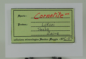 Cornetite - Lukuni mine - Kawama - Kipushi Territory - Haut-Katanga  Zaire