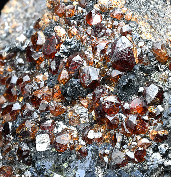 Spessartine garnet and galena - North Mine, Broken Hill, Broken Hill district, Yancowinna Co., New South Wales, Australia