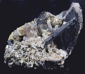 Ferberite on Pyrite - Kara-Oba W deposit, Kazakhstan