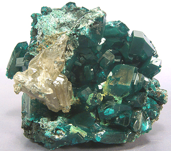 Dioptase, Cerussite and Fornacite - Reneville - Republic of Congo