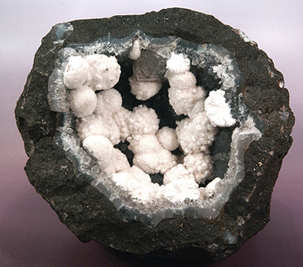 Mordenite on Quartz with Calcite - Shirdi, Ahmadnagar District - India