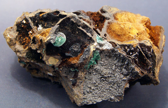 Malachite on Galena- Montevecchio Mine, Sardinia, Italy
