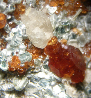 Grossular var. Hessonite, Diopside and Vesuvianite - Bellecombe, Aosta Valley, Italy