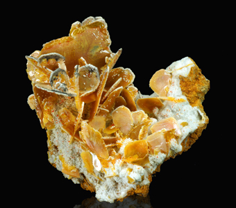 Wulfenite, Calcite, Plattnerite, ? - Ahmad Ahad, Yazd Province,Yazd Province, Iran