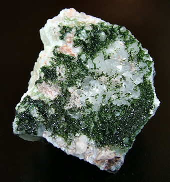 Libethenite on Quartz - Miguel Vacas Mine, Pardais, Vila Viosa, vora District, Portugal