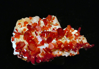 Vanadinite on Baryte - Mibladen Mining District, Midelt, Khnifra Province, Mekns-Tafilalet Region, Morocco