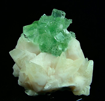Fluorite on Calcite - Xianghualing Mine (Hsianghualing Mine), Xianghualing Sn-polymetallic ore field, Linwu Co., Chenzhou Prefecture, Hunan Province, China