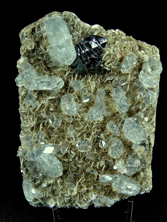 Beryl var. Aquamarine with Cassiterite - Mt Xuebaoding, Pingwu Co., Mianyang Prefecture, Sichuan Province, China