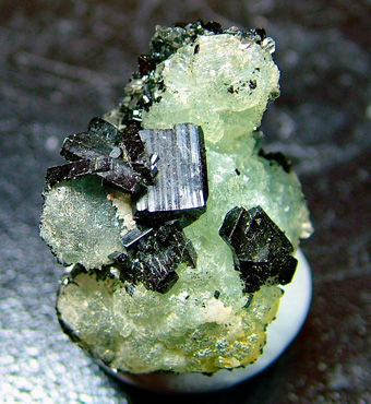 Babingtonite on Prehnite with Quartz - Qiaojia Co., Zhaotong Prefecture, Yunnan Province, China