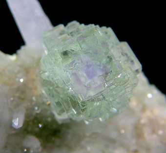 Fluorite on Quartz with minor Pyrite - Shangbao Mine, Leiyang Co., Hengyang Prefecture, Hunan Province, China