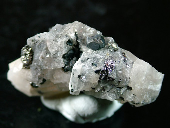 Bornite with Carrollite on Calcite - Kamoya, Kambove District, Katanga Copper Crescent, Katanga (Shaba), Democratic Republic of Congo (Zare)