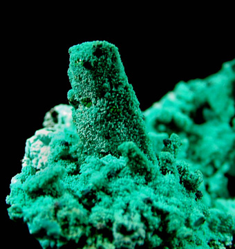 Ajoite ps on Azurite ps on Malachite - Lupoto mine, Lubumbashi (Elizabethville), Katanga Copper Crescent, Katanga (Shaba), Democratic Republic of Congo (Zare)