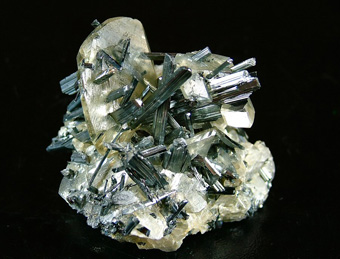 Calcite on Stibnite - Xikuangshan Sb deposit, Lengshuijiang Co., Loudi Prefecture, Hunan Province, China