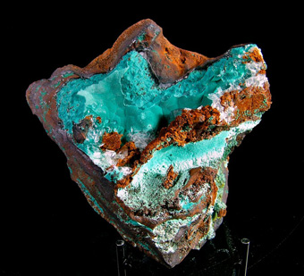 Rosasite, Calcite - Ojuela Mine, Mapim, Mapim Municipality, Durango, Mexico