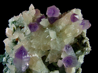 Amethyst, Calcite, Pyrite - Daye Co., Huangshi, Hubei, China