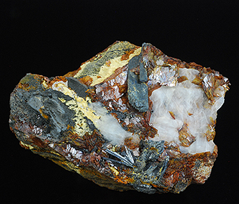 Chalcostibite, zinkenite and siderite - Saint-Pons - Ubaye valley - Alpes-de-Haute-Provence - Provence-Alpes-Cte d'Azur - France