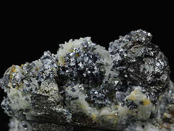 Gudmundite, galena, sphalerite, chalcopyrite and quartz - Vein 22B55 - Level 28 -Uranium Mine No. 19 - Dubenec - Prbram - Central Bohemia Region - Bohemia - Czech Republic