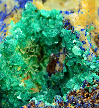 Chalcophyllite with Azurite - Piesky, pania Dolina (Herrengrund), Bansk Bystrica Co., Bansk Bystrica Region, Slovakia