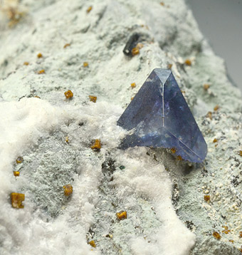 Benitoite, Neptunite, Joaquinite - Dallas Gem Mine, San Benito River headwaters area, New Idria District, Diablo Range, San Benito Co., California, USA