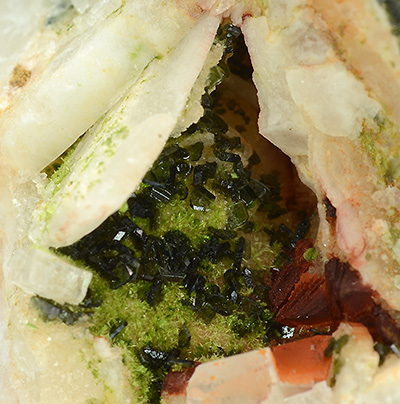 Agardite-(Ce) with Olivente - Clara Mine, Rankach valley, Oberwolfach, Wolfach, Black Forest, Baden-Wrttemberg, Germany