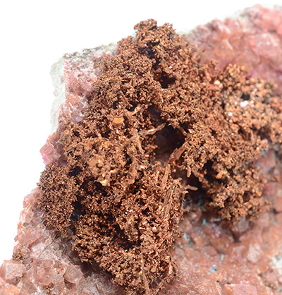 Copper with Cobaltoan Calcite - Mashamba West Mine, Kolwezi District, Katanga, Democratic Republic of Congo (Zare)