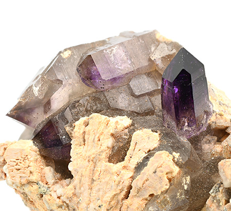 Quartz var. Amethyst on Orthoclase - Goboboseb Mountains, Brandberg Area, Dures Constituency, Erongo Region, Namibia