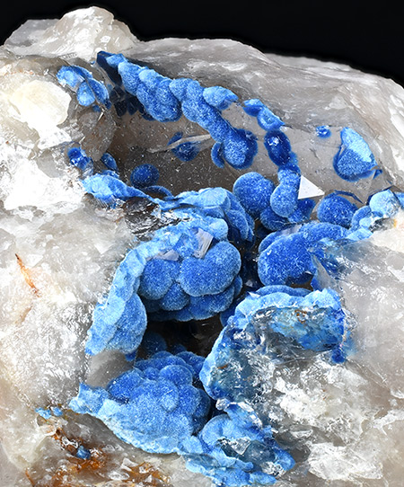 Shattuckite on quartz - Kaokoveld Plateau, Kunene Region - Namibia