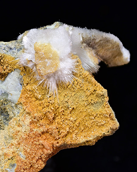 Desautelsite with Artinite - Artinite pit, Picacho Peak, New Idria Mining District, San Benito Co., California, USA