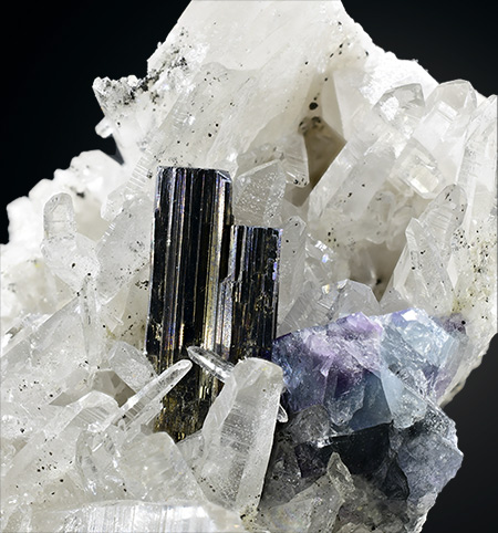 Bournonite on Quartz - Yaogangxian Mine, Yaogangxian W-Sn ore field, Yizhang Co., Chenzhou Prefecture, Hunan Province, China